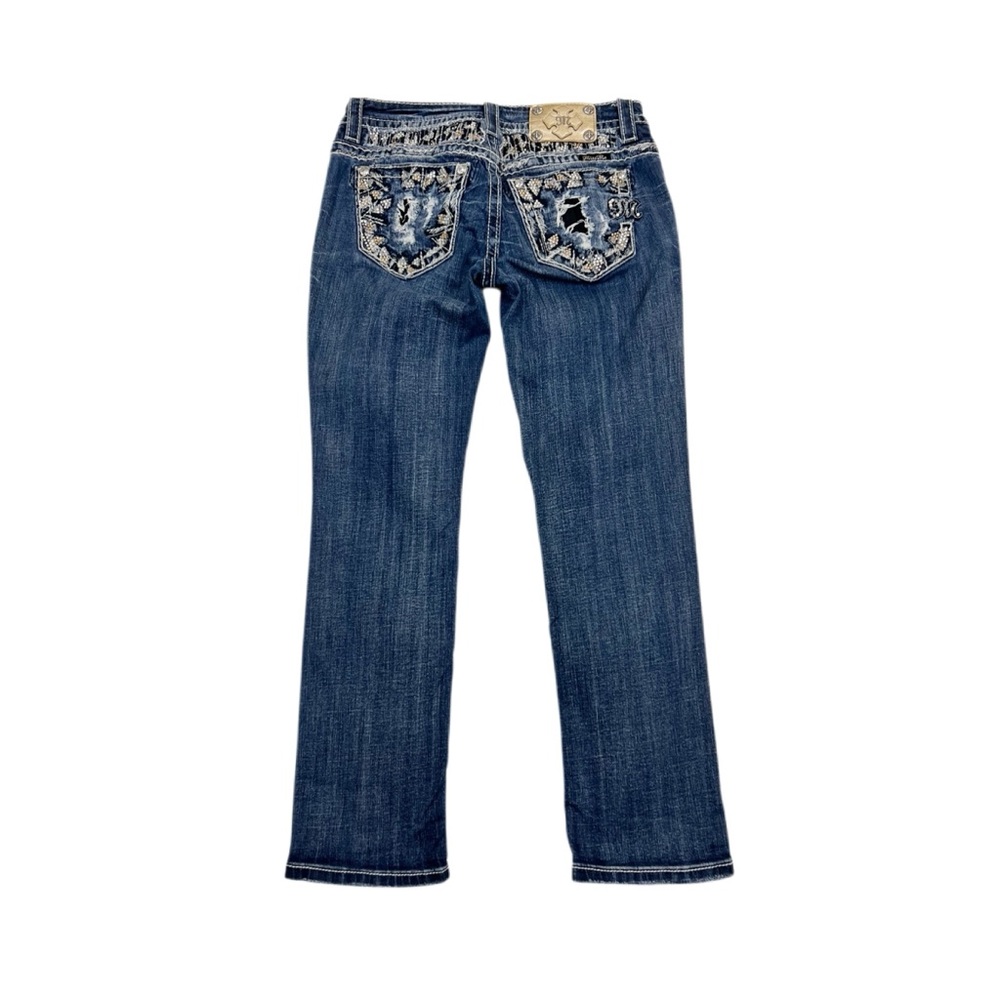 Miss Me Embellished Distressed Mid Rise Easy Cropped Jeans Size 27
